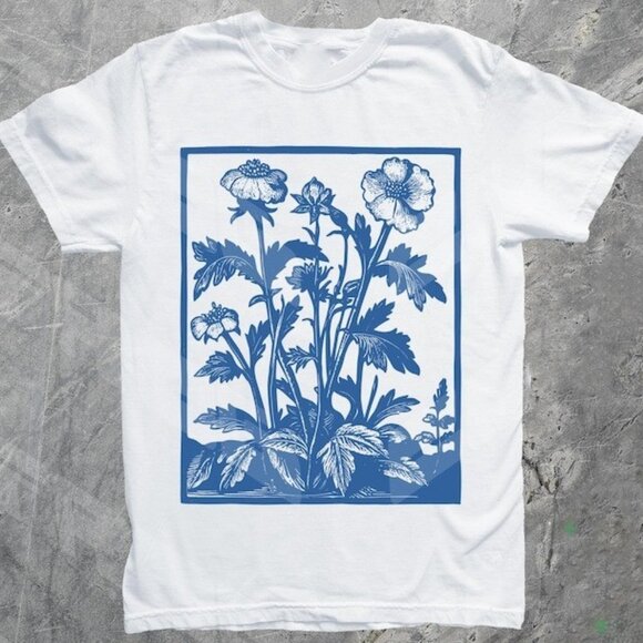 Tops - 90s Retro Flowers Tee, Pressed Flowers, Gift For Her
